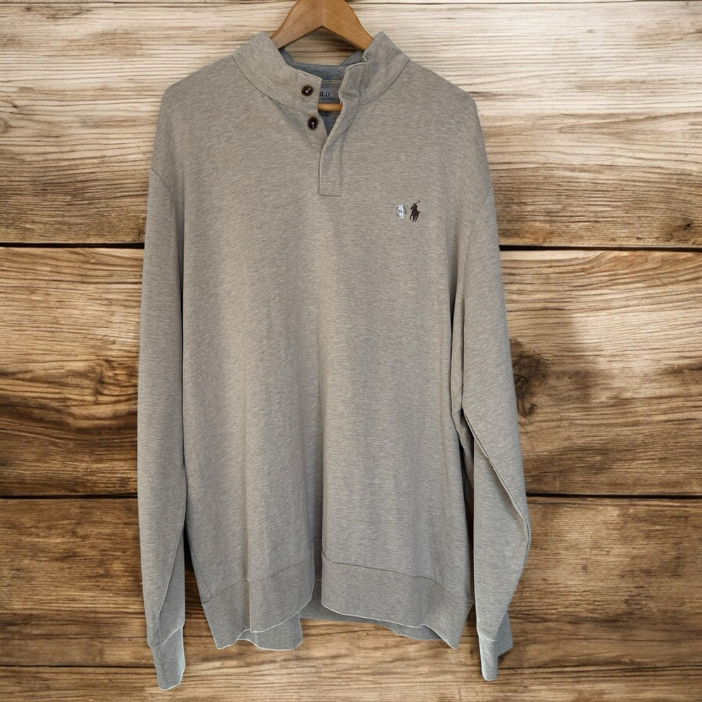 Polo Ralph Lauren Sweatshirt Men’s Long Sleeve‎ Classic Tan Quarter Zip XXL NWT